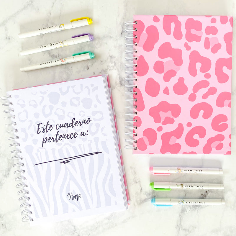 Cuaderno animal print rosado